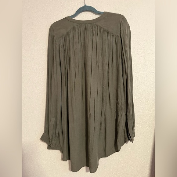 Free People Boyfriend Button Down Up Top Army Sage Green - Picture 4 of 6